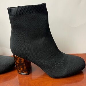 MIA Black Ankle Booties with Tortoise Block Heel